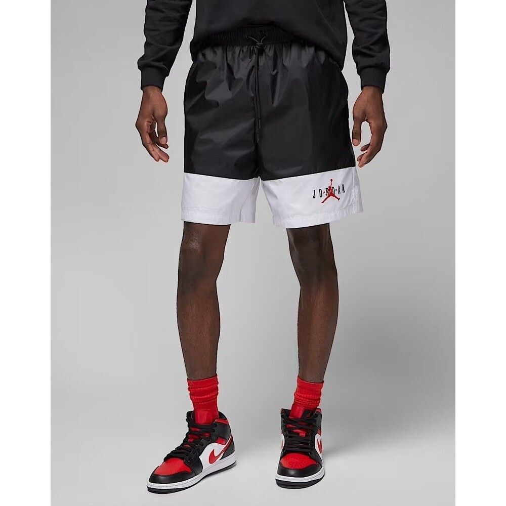 Jordan Vintage Rare Club Woven Track Shorts Nylon Black Silver White Medium